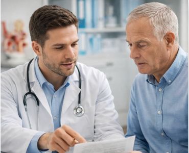 врач объясняет результаты пациенту